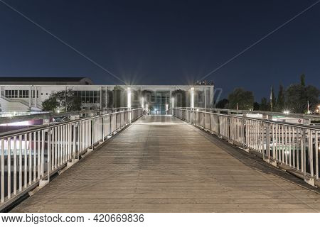 Bridge Over The Untertrave In Luebeck Schleswig-holstein Germany