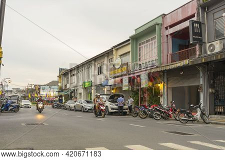 Phuket,thailand - July 13,2018 : Street View Of Old Building In Old Town District Of Phuket,thailand