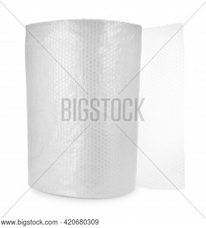 Transparent Bubble Wrap Roll Isolated On White