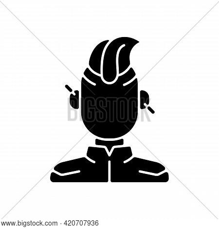 Cyberpunk Person Black Glyph Icon. Punk Subculture, Goth Teenager. Cyberpunk Movie, Game. Futuristic