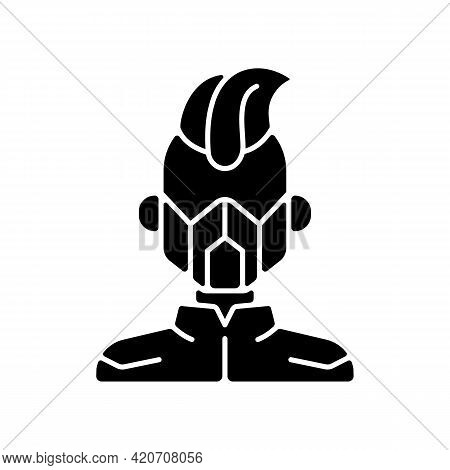 Mask Black Glyph Icon. Cyborg Man. Person From Dystopian Future. Cyberpunk Movie, Sci Fi Game. Futur
