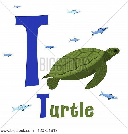 Sea Animals Alphabet. Abc For Children. Letter T