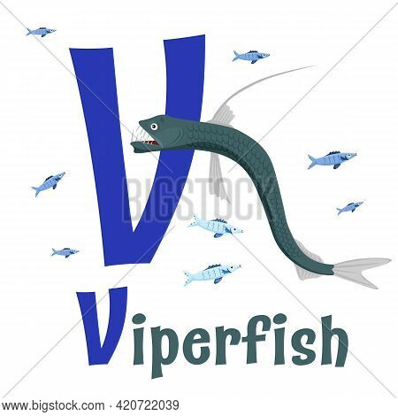 Sea Animals Alphabet. Abc For Children. Letter V