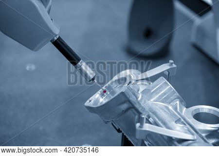 The Multi-axis Cmm Machine Checking The Automotive Aluminum Casting Parts . The Quality Control Of A