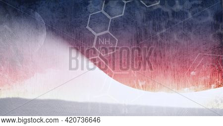 Composition of chemical compounds structures on gradient background. global medicine and science digital interface concept digitally generated image.