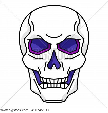 Evil Human Skull. Mystic, Alchemy, Spirituality, Tattoo Art.