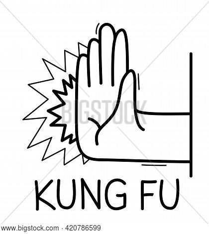 Hand Shows Kung-fu Punch Sign Self-defense Vector Flat Style Illustration Isolated On White.