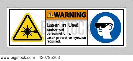 Warning Sign Laser In Use Authorized Personnel Only Laser Protec