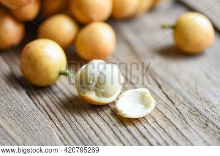 Rambi Harvest From Tree At The Garden Summer Tropical Fruit In Thailand, Ripe Fresh Rambeh Fruit