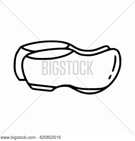 Rubber Galoshes For Gardening. Shoes In Style Of Doodles. Vector Outline Icon
