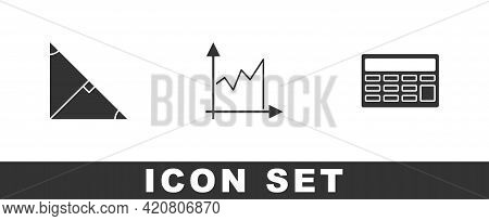 Set Angle Bisector Of A Triangle, Graph, Schedule, Chart, Diagram And Calculator Icon. Vector