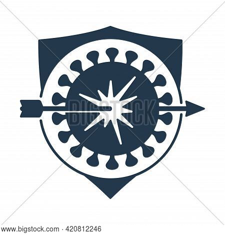 Antiviral Antibacterial Formula Against Covid-19 Shield Icon. Health Protection, Hand Sanitizer Labe