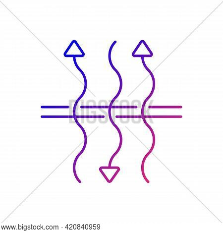 Breathable Fabric Gradient Linear Vector Icon. Air Penetration Property. Air Flow Passes Through Clo