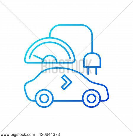 Level 1 Charger Gradient Linear Vector Icon. Slowest Way To Charge Battery Of Electronic Vehicle. Ec