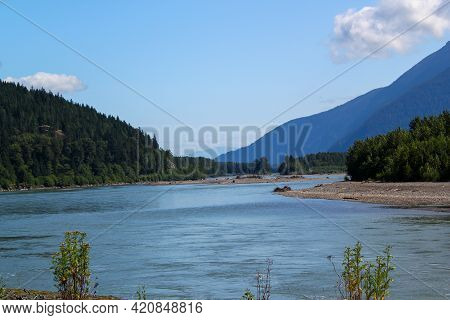 Remote, Beautiful Nature On The Skeena River In British Columbia, Canada