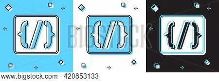 Set Programming Language Syntax Icon Isolated On Blue And White, Black Background. Syntax Programmin