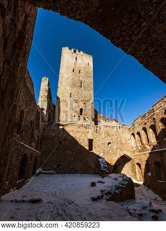 Mountain Landscape With The Ruins Of A Medieval Castle In The Vosges.