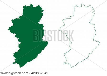 Damoh District (madhya Pradesh State, Sagar Division, Republic Of India) Map Vector Illustration, Sc