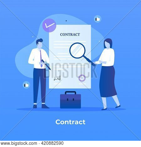 Partnership Agreement Contract Illustration Concept. Illustration For Websites, Landing Pages, Mobil