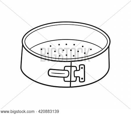 Detachable Baking Dish In Circle Shape With Removable Bottom. Hand Rawn Non-stick Sponge Cake Pan. V