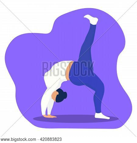 Plus Size Woman In Yoga Pose. Concept I Love My Body. Vector .