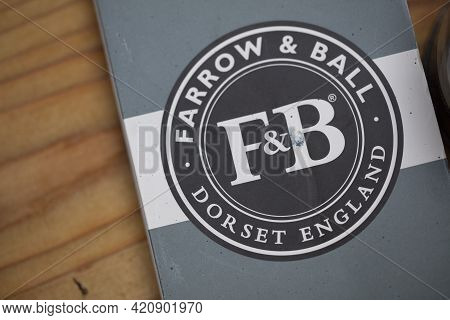 London, Uk - May 2021: Farrow And Ball Luxury Paint Brand Logo