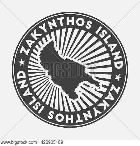 Zakynthos Island Round Logo. Vintage Travel Badge With The Circular Name And Map Of Island, Vector I