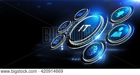 It Consultant Presenting Tag Cloud About Information Technology 3d Illustration