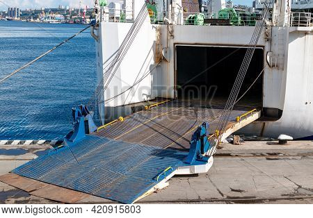 An Open Ramp At The Stern Of The Ocean Cruise Ship