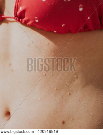 Girl in a red bikini