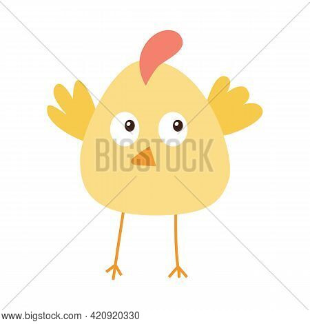 Easter Baby Chick Cute Character Vector Illustration. Greetings Card. Isolated On White Background. 