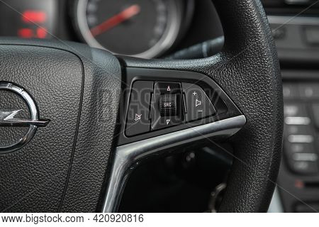Novosibirsk, Russia - May 16, 2021: Opel Mokka, Vehicle Interior Of A Modern Car With Voice Control 