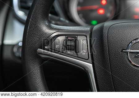 Novosibirsk, Russia - May 16, 2021: Opel Mokka, Vehicle Interior Of A Modern Car With Voice Control 