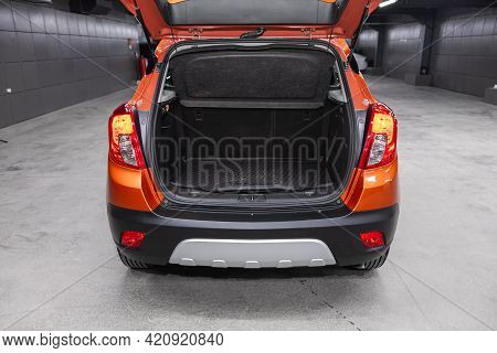 Novosibirsk, Russia - May 16, 2021: Opel Mokka, Rear View Of A Car With An Open Trunk. Exterior Of A