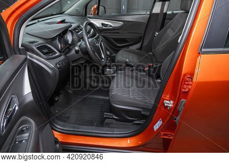 Novosibirsk, Russia - May 16, 2021: Opel Mokka, Steering Wheel, Shift Lever, Multimedia  Systeme, Dr