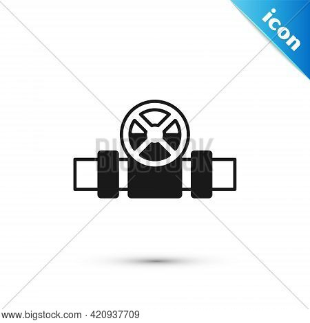 Grey Industry Metallic Pipes And Valve Icon Isolated On White Background. Vector