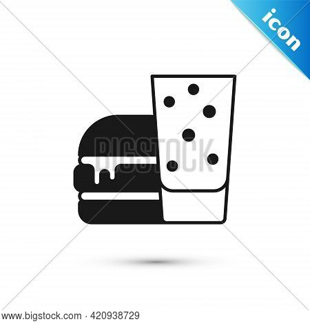 Grey Burger Icon Isolated On White Background. Hamburger Icon. Cheeseburger Sandwich Sign. Fast Food