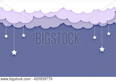 Clouds Background With Stars And Text Soace