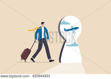 Air Travel And Tourism Hope To Return After Covid-19 Coronavirus Outbreak Concept, Businessman Trave