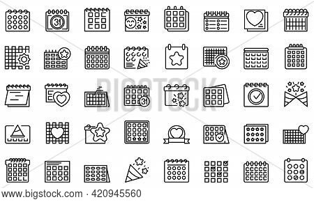 Event Planner Icons Set. Outline Set Of Event Planner Vector Icons For Web Design Isolated On White 