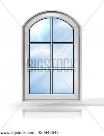 Plastic White Window. Vector Illustration Isolated On White Background.