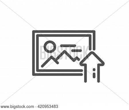 Upload Photo Line Icon. Image Thumbnail Sign. Picture Placeholder Symbol. Quality Design Element. Li