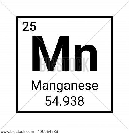 Manganese Element Chemical Icon Chemistry Symbol. Manganese Periodic Table Symbol