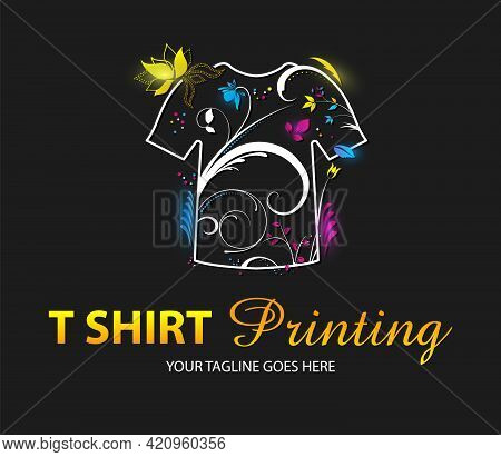 Abstract Modern Colored Vector Logo Template Of T-shirt Printing. For Typography, Print, Corporate I