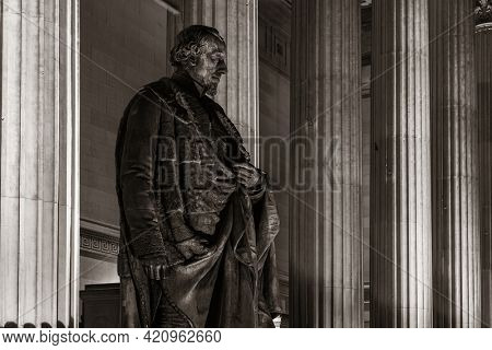 Liverpool Walker Art Gallery historical buildings closeup view at night in England in United Kingdom