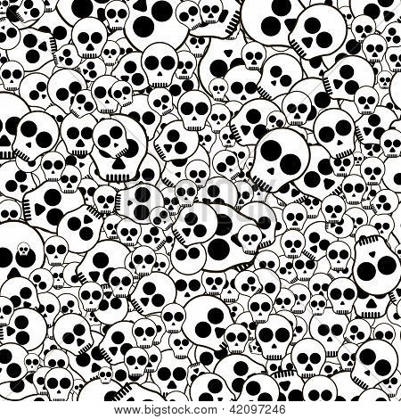 Fekete-fehér Seamless Pattern a koponyák
