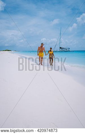 Small Curacao Island Famous For Day Trips And Snorkeling Tours On White Beaches Blue Clear Ocean, Cu
