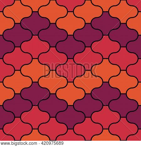 Seamless Pattern. Paseo Tiles Ornament. Oriental Traditional Ornamentation. Repeated Lantern Shapes.
