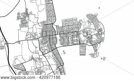 Urban Vector City Map Of Al Qatif, Saudi Arabia, Middle East