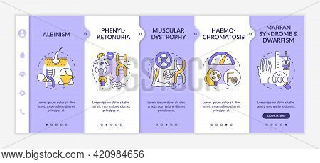 Different Genetic Disorders Onboarding Vector Template. Responsive Mobile Website With Icons. Web Pa